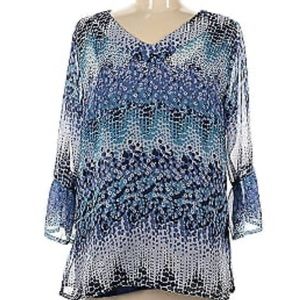 Krazy Kat- Sheer multi print blouse-XXL